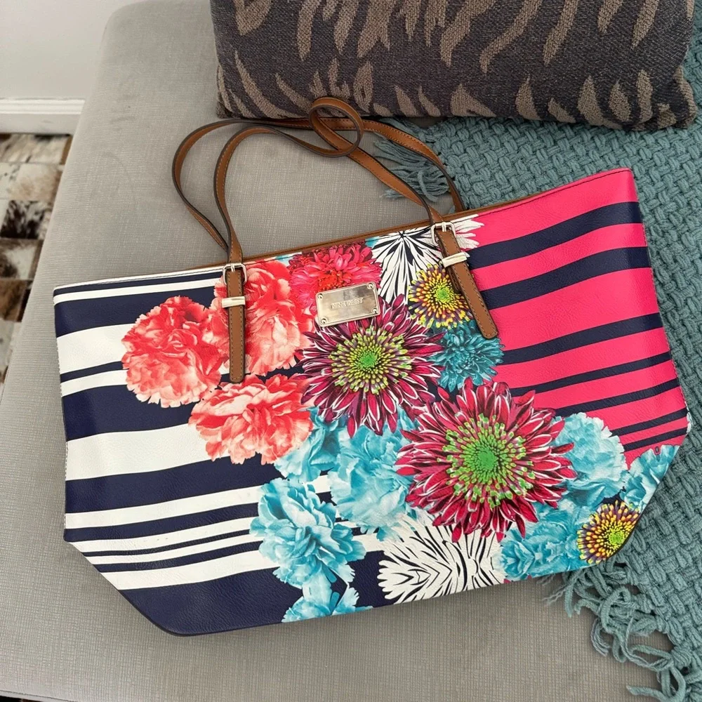 Nine West Floral Striped Tote Bag‎